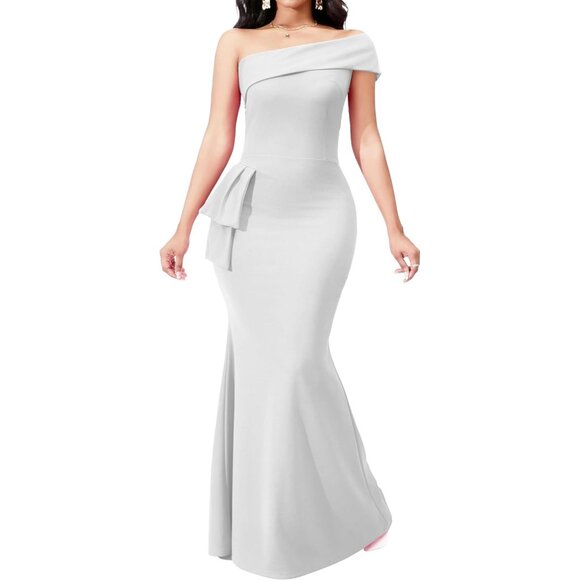 Dresses & Skirts - Women's A-white Long Floor Length Mermaid Imported Pull On Maxi Dress